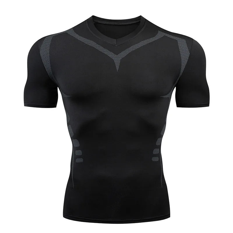 Men Short Sleeve Rash Guard Compression Shirts
