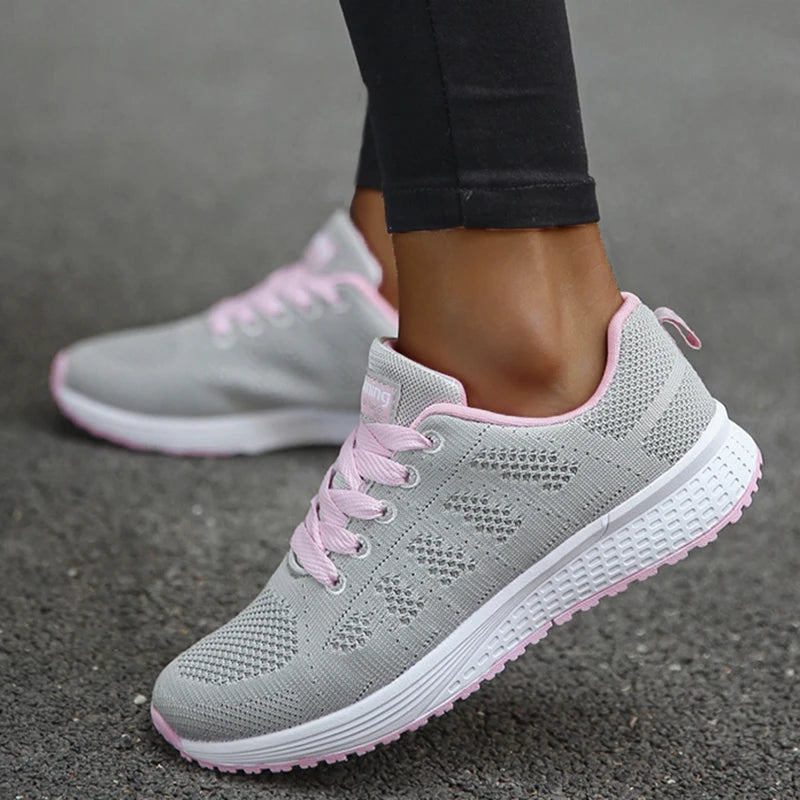 Women's Sneakers 2023 New Fashion Breathable Trainers Comfortable Sneakers Women Mesh Fabric Lace Up Female Footwear Women Shoes