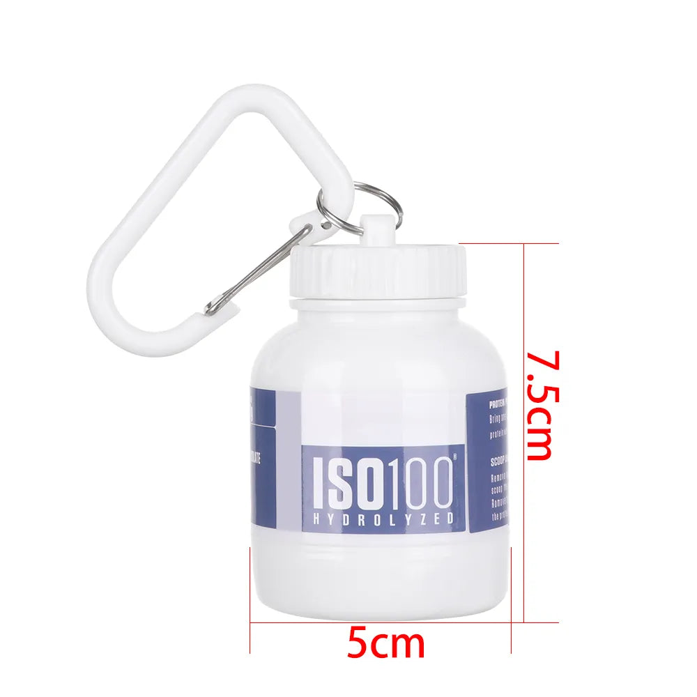 Mini Portable Protein Powder Bottles with Keychain Health Funnel Medicine Bottle Small Water Cup Outdoor Sport Storage