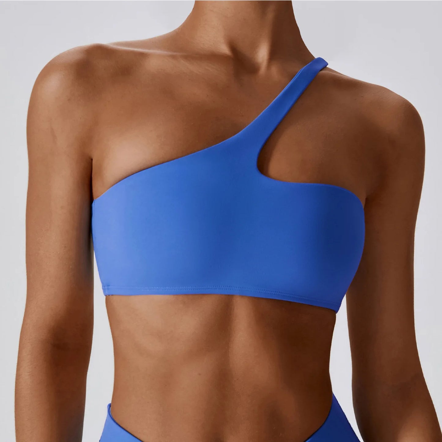 Women One Shoulder Sports Bra Top Push Up Fitness
