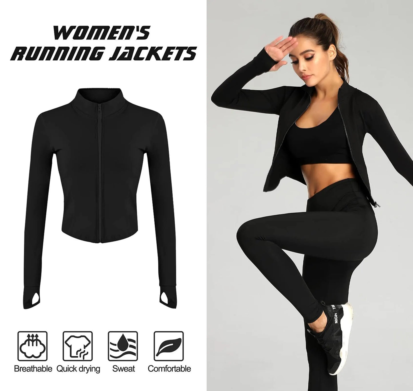 Women's Tracksuit Jacket Slim Fit Long Sleeved Fitness