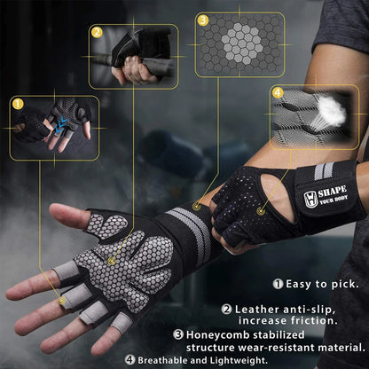 WorthWhile Half Finger Gym Fitness Gloves with Wrist