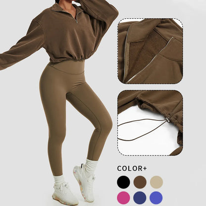 Sports Top With Zipper Sleeves Short Sweatshirt