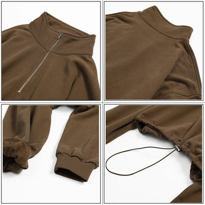 Sports Top With Zipper Sleeves Short Sweatshirt