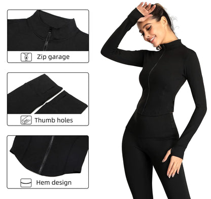 Women's Tracksuit Jacket Slim Fit Long Sleeved Fitness